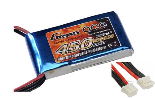 Gens Ace 11.1V 450mAh 3S1P 25~50C Li-Po battery Softcase (B-25C-450-3S1P)